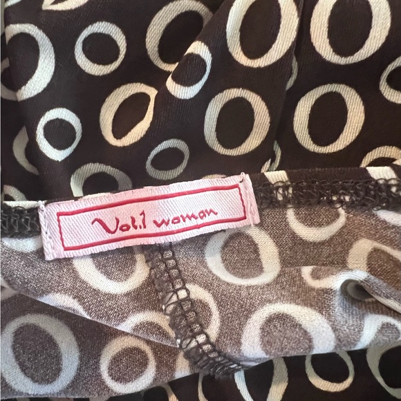 Brown Faux Wrap Dress with Cream Accents xl - Picture 11 of 13